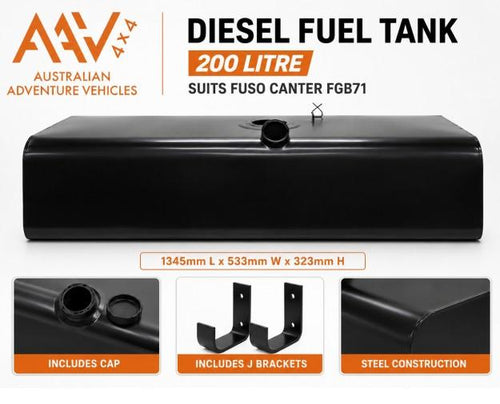 Fuel Tank FGB71 2011-2023 200Lt 1400mm Long Steel