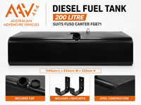 Fuso Canter FGB71 to2025 Steel Slim Line Replacement 200Lt Fuel Tank Fitted