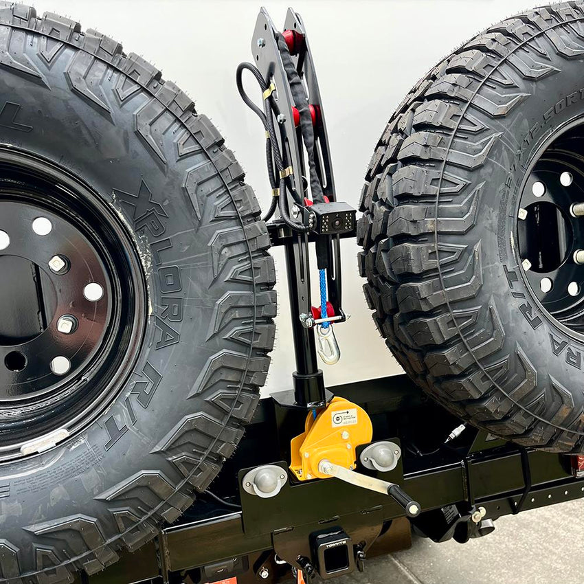 Gxo Fuso Towbar+ 2 X Spare Wheel Carrier & Swing Arm Wheel Winch - Fitted