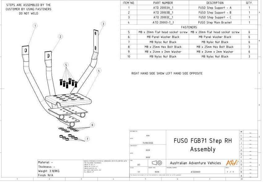 Fuso FGB71/FG84 Replacement Step for Easier Front Access PAIR