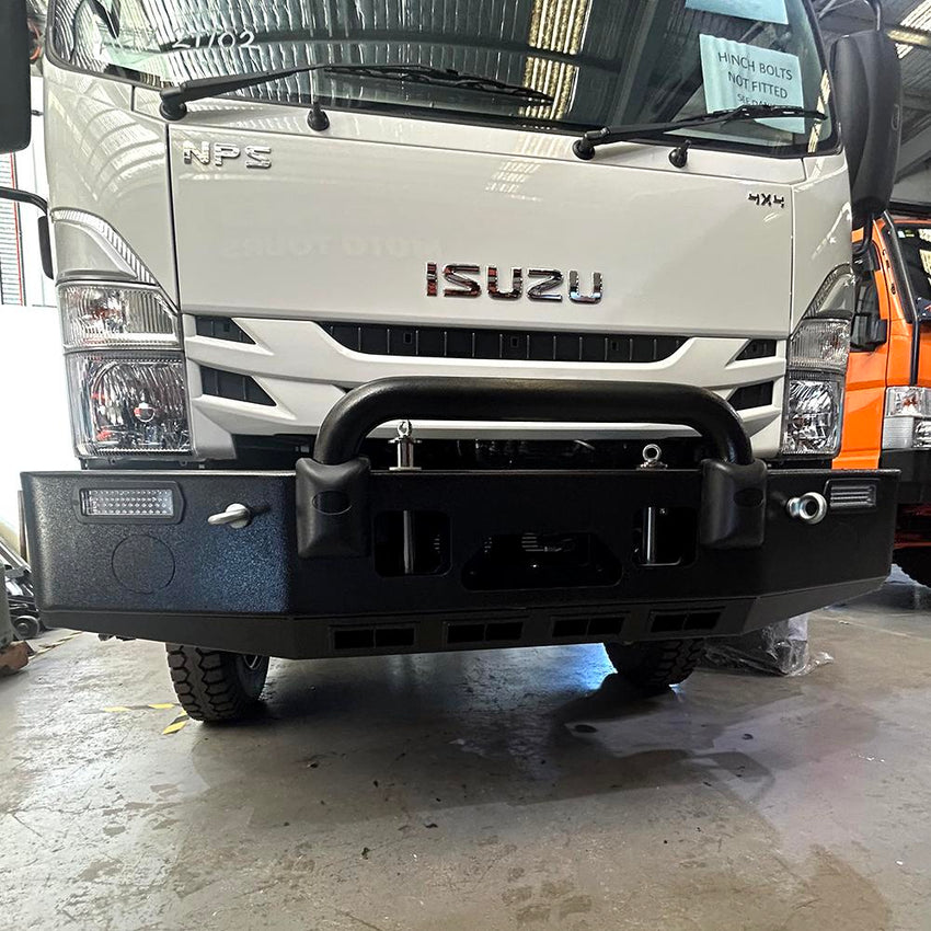 Isuzu NPS 2008+ Nudge Bar 2024 Winch frame & with LowBeam Lights Fitted