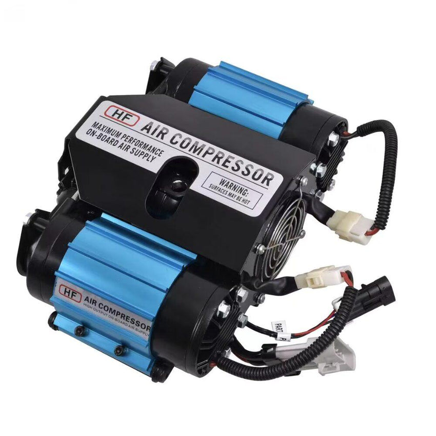 Dual Motor Air Compressor12V  Incl Hoses, Tyre Inflator & Gauge - FITTED