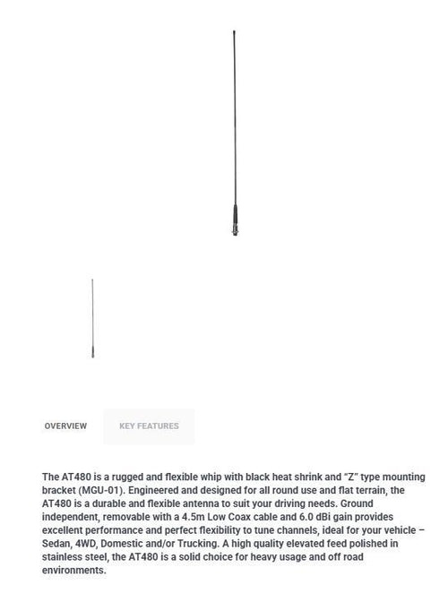 Uhf Antenna 6Dbi Flexible Kit 84.4Mm Unfitted