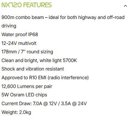 Noxsolis NX720 7" Slim Spot Light - Pair