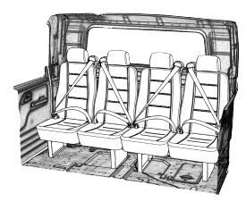 Isuzu Four Seat Conversion For Rear, 3 Point Seat Belts + Fitting Kit