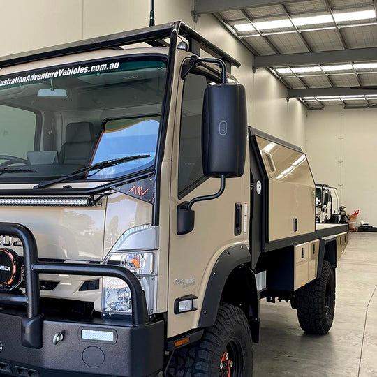 Isuzu NPS Sc Alloy Scrub Bar/Roof Pod With Wind Deflector Fitted