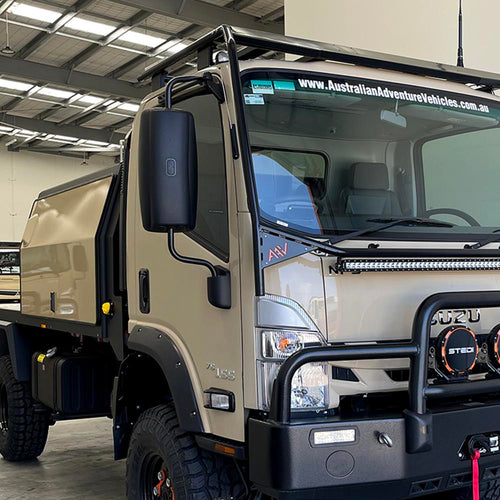 Isuzu NPS Sc Alloy Scrub Bar/Roof Pod With Wind Deflector Fitted