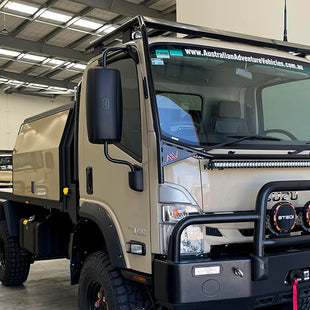 Isuzu NPS Sc Alloy Scrub Bar/Roof Pod With Wind Deflector Fitted